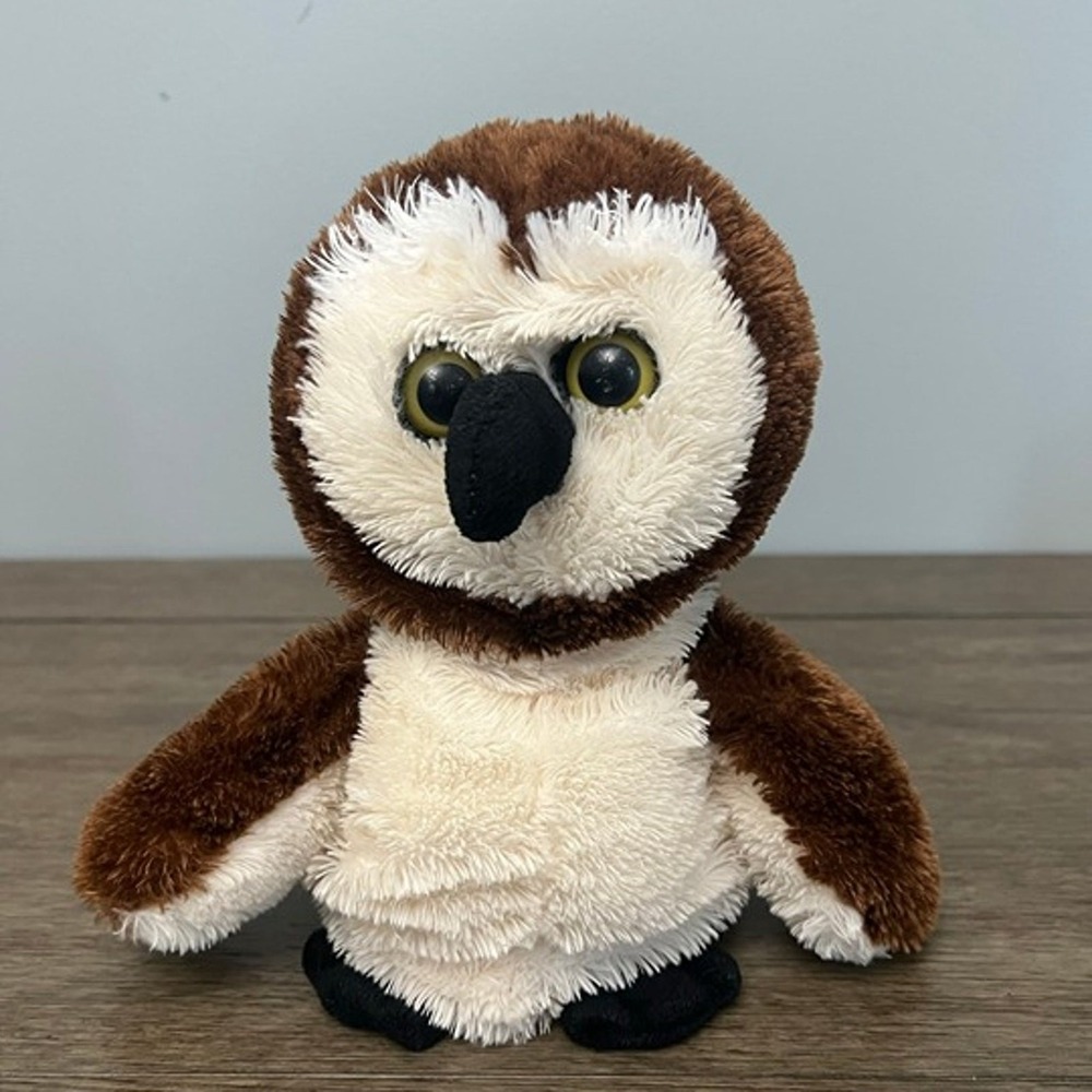 KellyToy Big Eyes Wise Owl Hand Puppet Plush Brown White Stuffed Animal Toy
